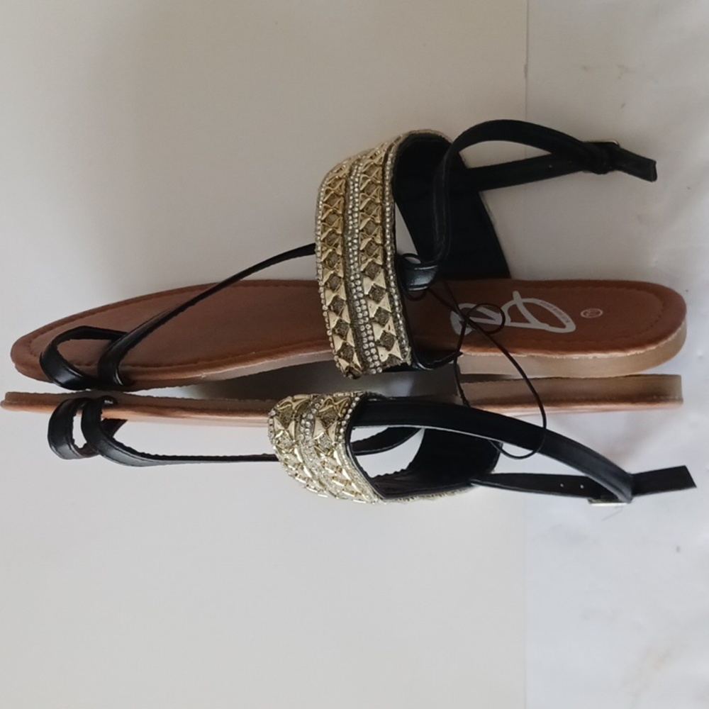BLUE Suede Shoes Black Glam Sandals Size 11 - Picture 6 of 10